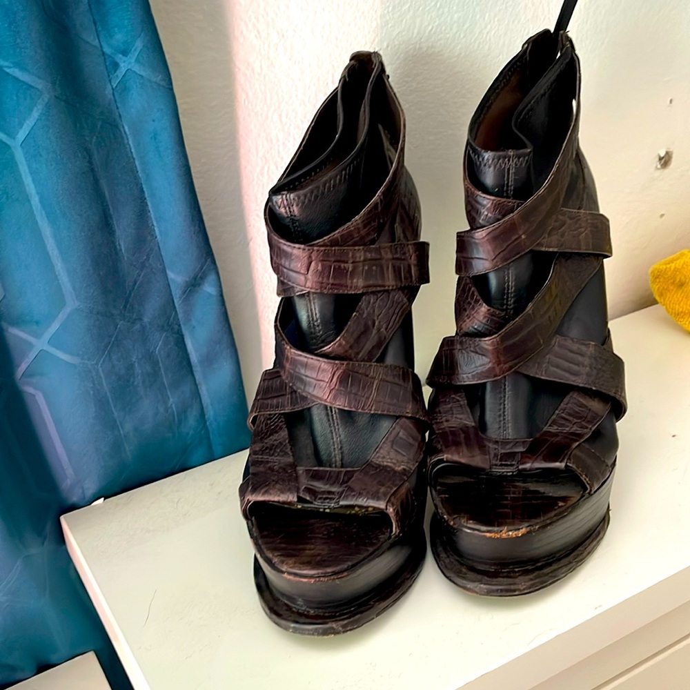 Elizabeth and James stiletto peep toe booties. In great condition.